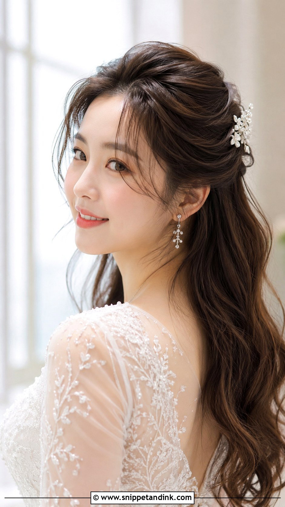 Korean Voluminous Half Updo - Snippet and Ink - 20 Korean Wedding Hairstyles