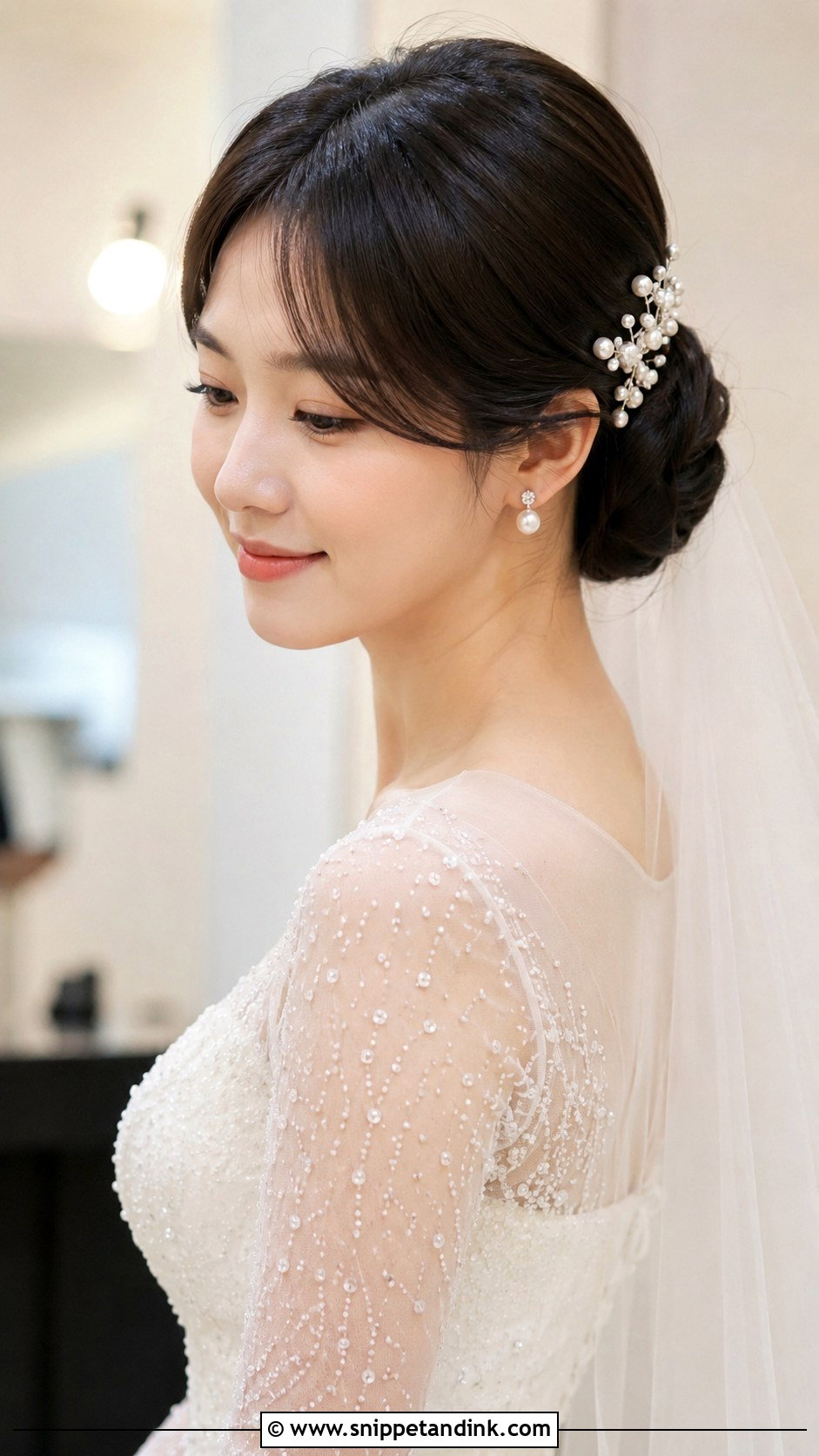Korean Wedding Hairstyle With Side Bangs - Snippet and Ink - 20 Korean Wedding Hairstyle Ideas