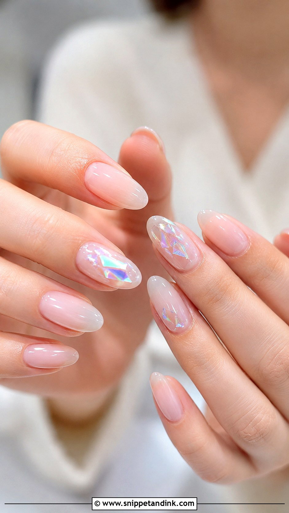 Korean Wedding Nails With Glass Nail Accents - Snippet and Ink - 20 Korean Wedding Nails
