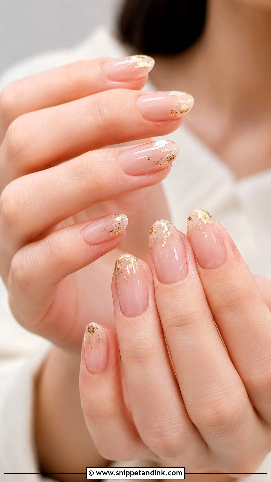 Korean Wedding Nails With Tiny Gold Foil - Snippet and Ink - 20 Korean Wedding Nails