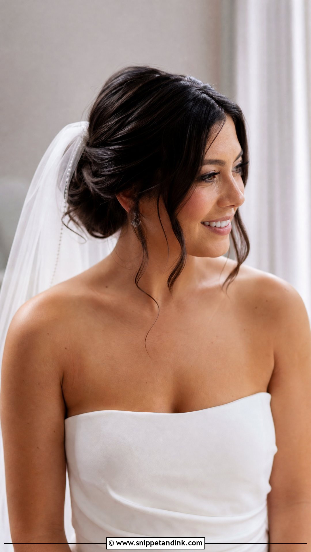 Kourtney Kardashian Relaxed Veil Updo - Snippet and Ink - 20 Celebrity Wedding Hair Ideas