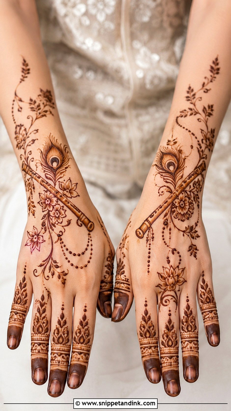 Krishna Flute Back Hand Mehndi Design - Snippet and Ink - 30 Krishna Mehndi Designs