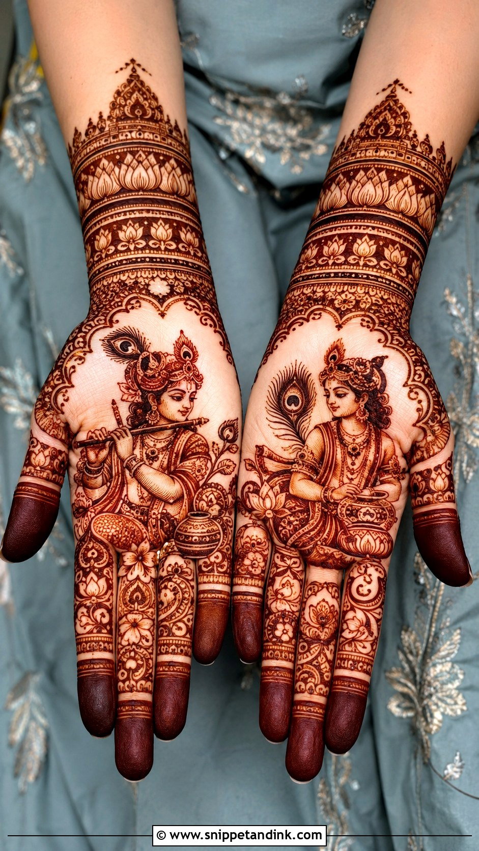 Krishna Front Hand Mehndi Design - Snippet and Ink - 30 Krishna Mehndi Designs