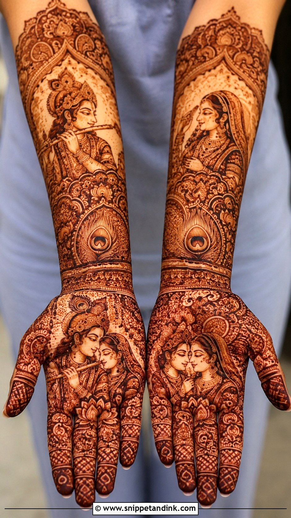Krishna Full Arm Mehndi Design - Snippet and Ink - 30 Krishna Mehndi Designs