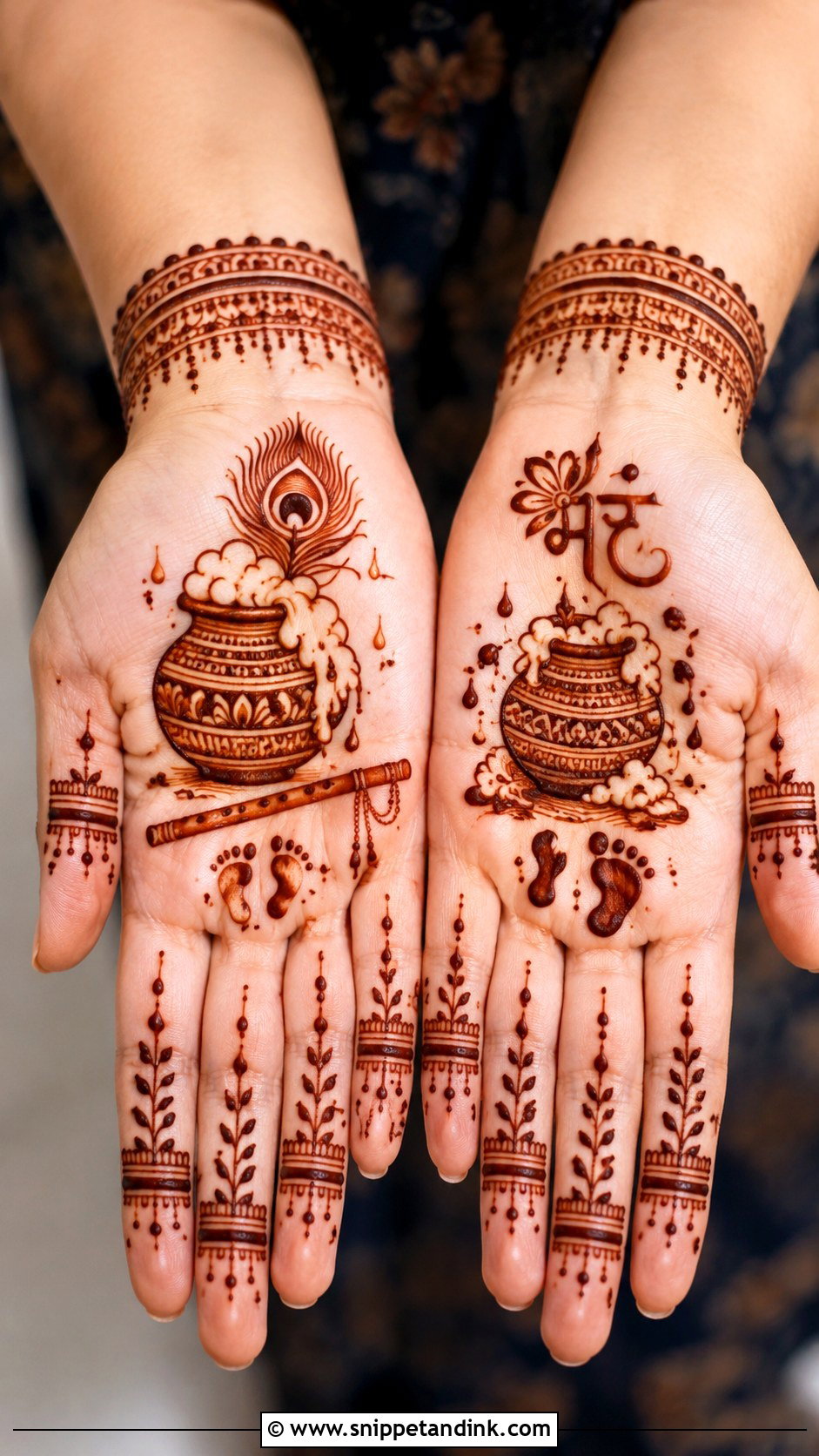 Krishna Matki Mehndi Design - Snippet and Ink - 30 Krishna Mehndi Designs