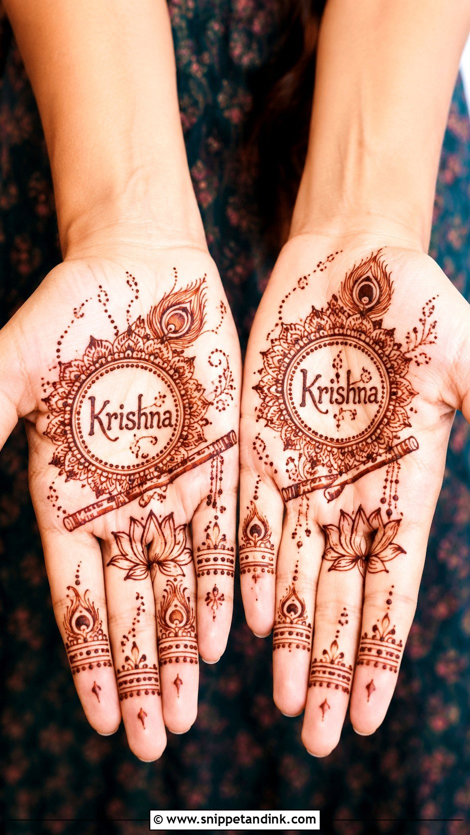 Krishna Name Mehndi Design - Snippet and Ink - 30 Krishna Mehndi Designs