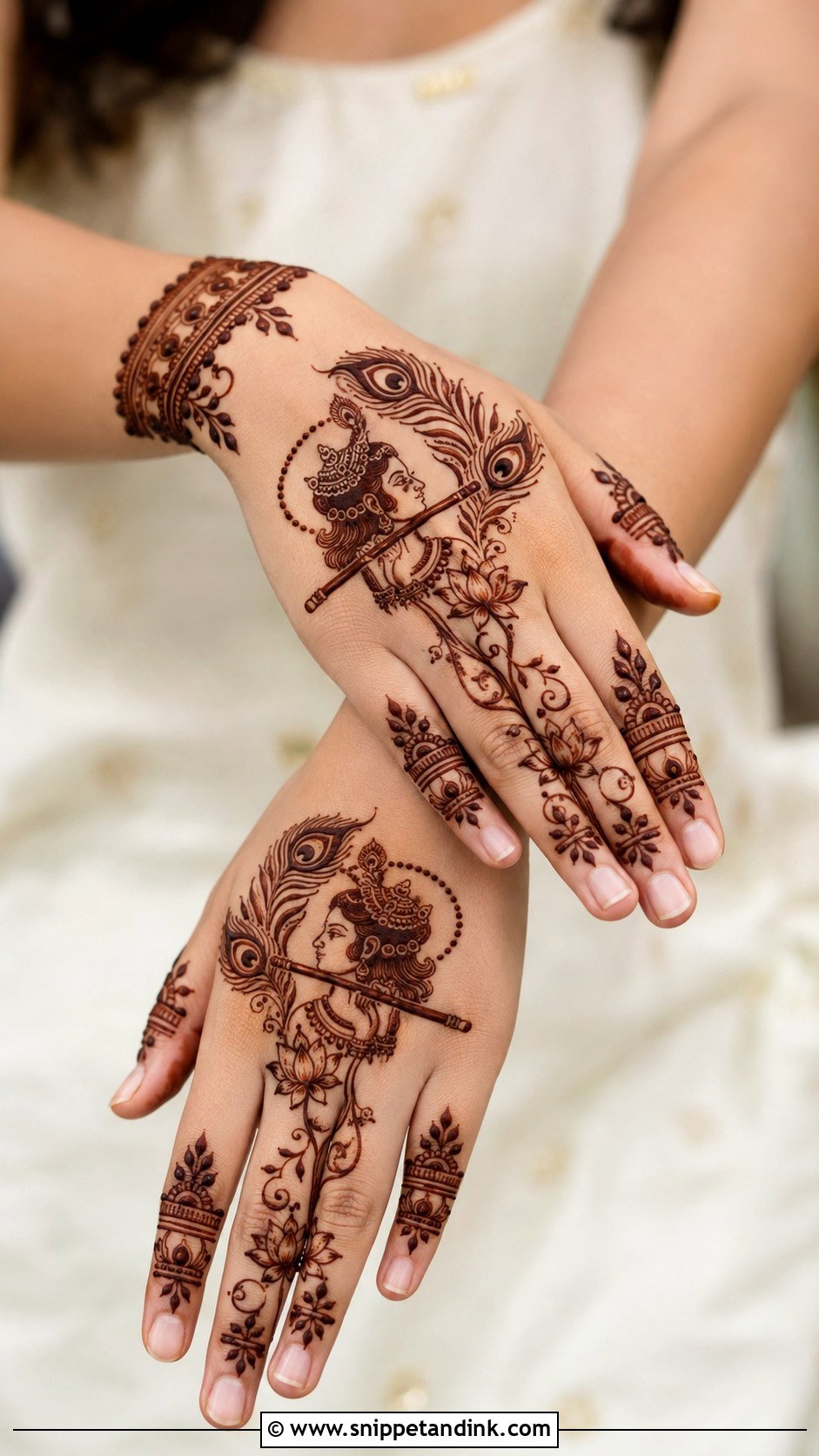 Krishna Peacock Mehndi Design - Snippet and Ink - 30 Krishna Mehndi Designs