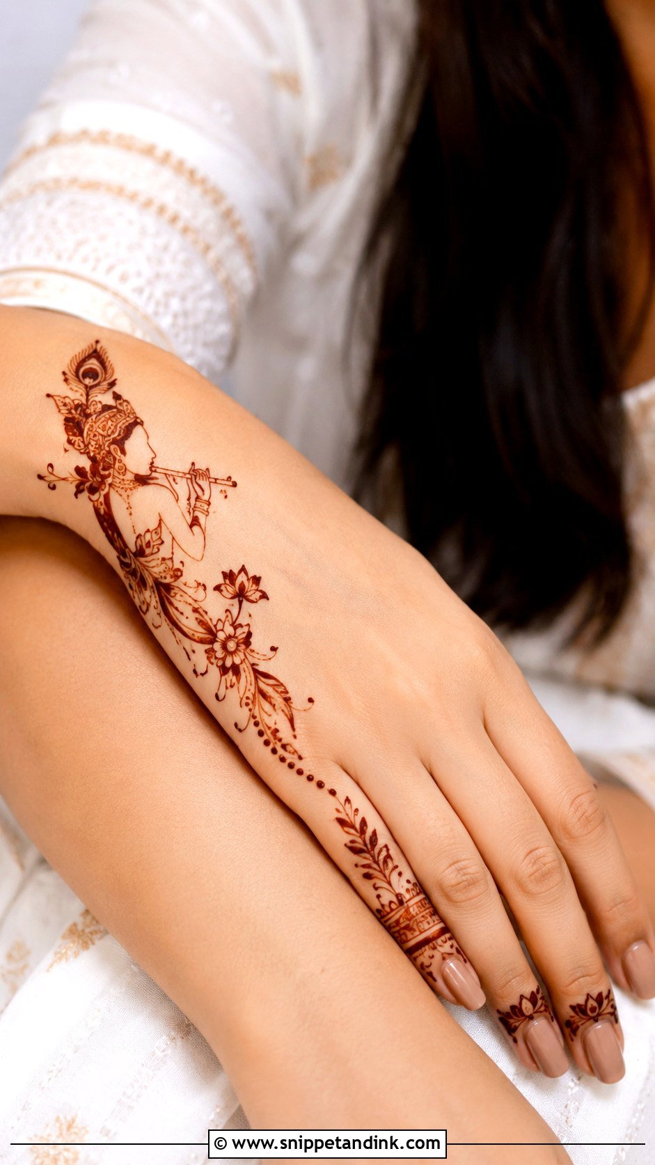 Krishna Side Hand Mehndi Design - Snippet and Ink - 30 Krishna Mehndi Designs