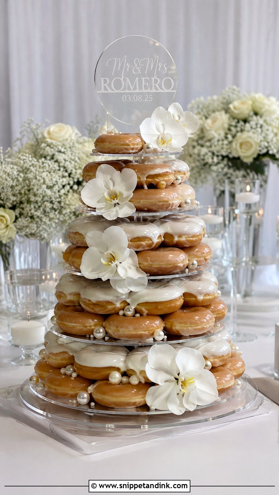 Krispy Kreme Wedding Cake With Acrylic Stand - Snippet and Ink - 20 Krispy Kreme Wedding Cake Ideas