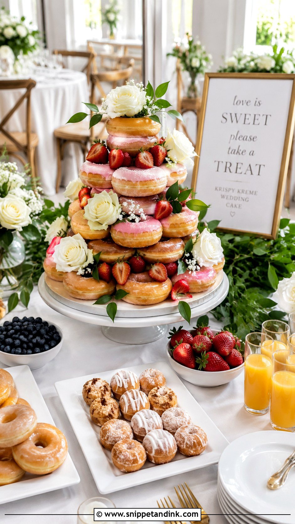 Krispy Kreme Wedding Cake With Brunch Table - Snippet and Ink - 20 Krispy Kreme Wedding Cake Ideas