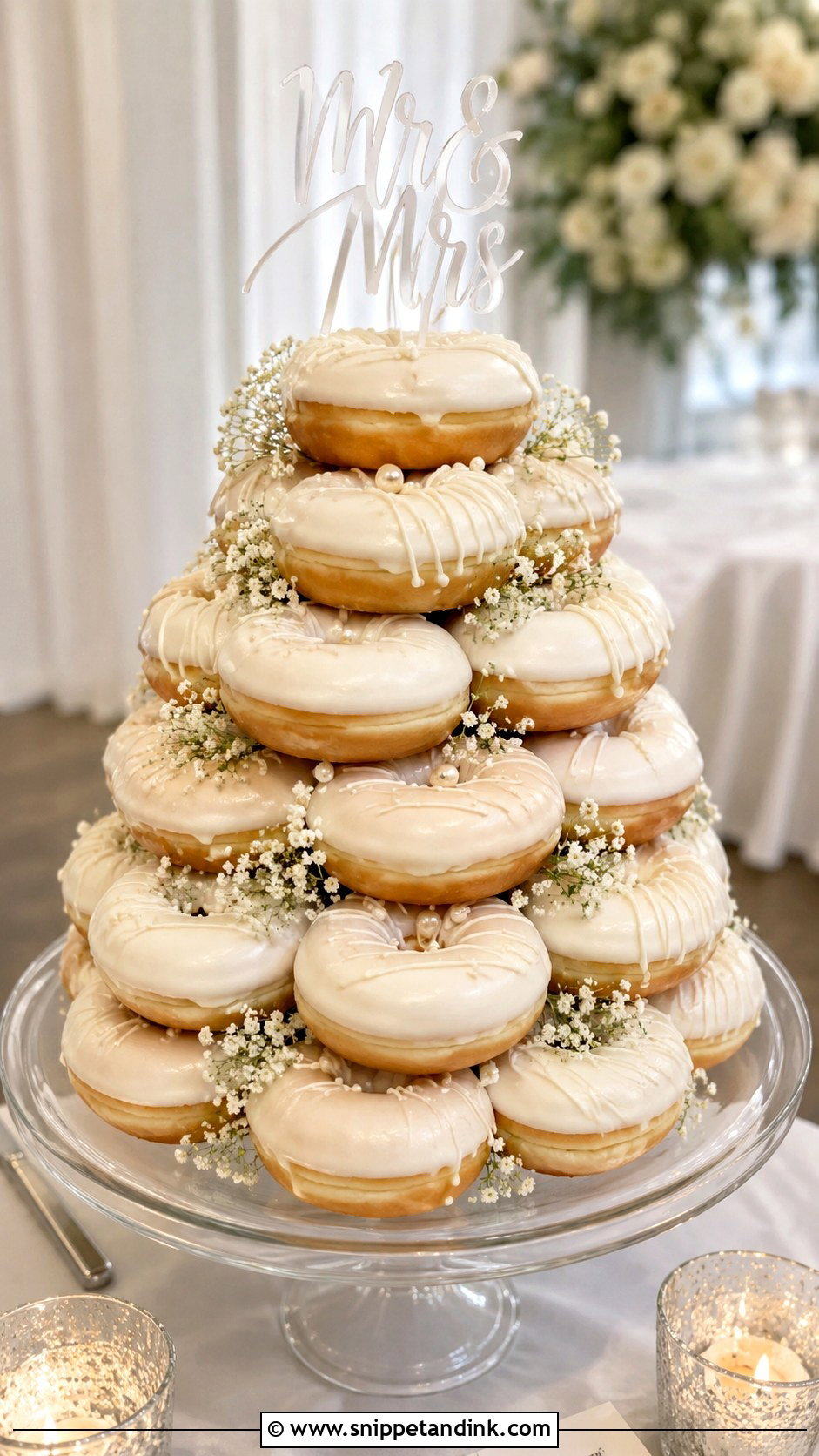 Krispy Kreme Wedding Cake With White Iced Donuts - Snippet and Ink - 20 Krispy Kreme Wedding Cake Ideas