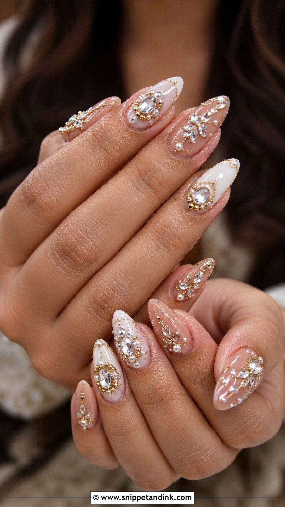 Kundan Bridal Engagement Nails - Snippet and Ink - 20 Indian Nail Art for Engagement Brides Ideas
