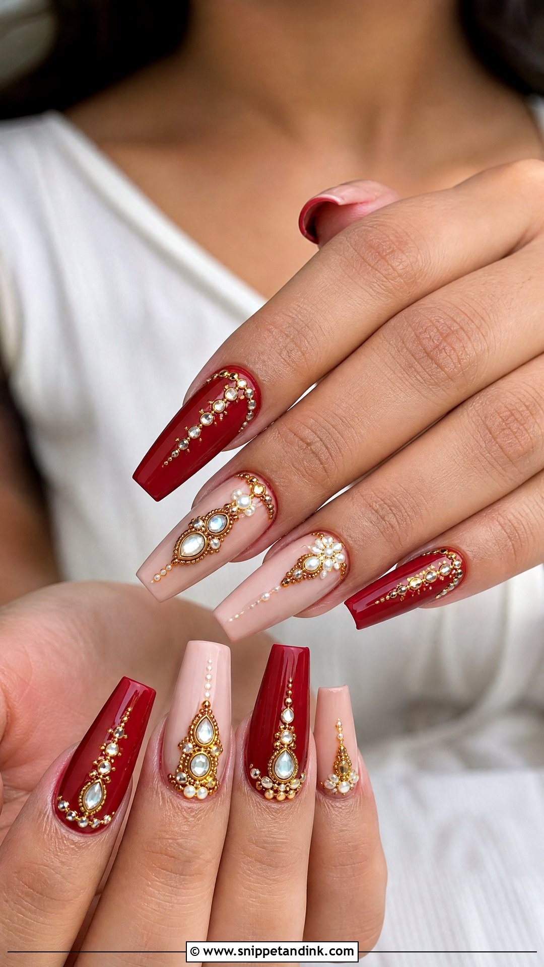 Kundan Bridal Nail Art - Snippet and Ink - 25 Indian Wedding Nail Art Designs