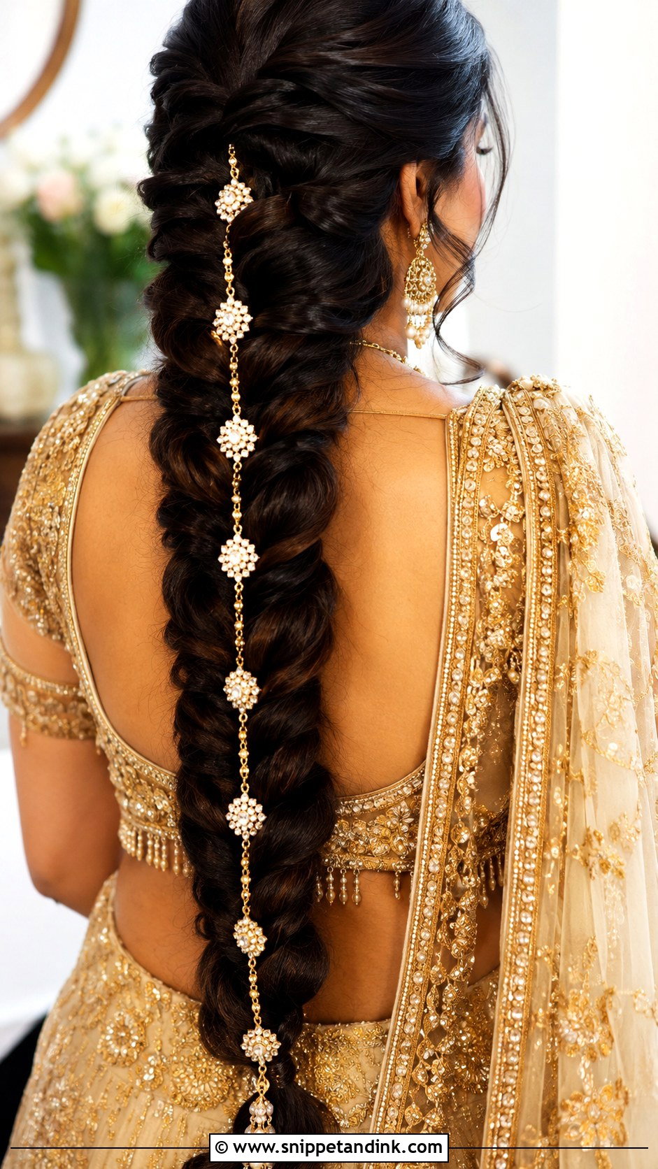 Kundan Hair Chain With Bridal Braid - Snippet and Ink - 15 Indian Bridal Hair Accessories