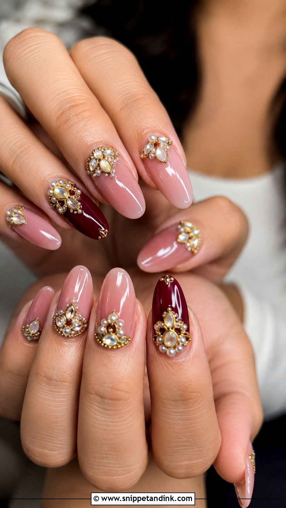Kundan Indian Bridal Nail Extensions - Snippet and Ink - 20 Indian Bridal Nail Extension Designs