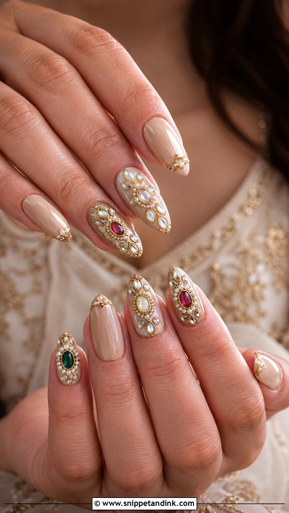 Kundan Indian Wedding Nails - Snippet and Ink - 30 Indian Wedding Nails