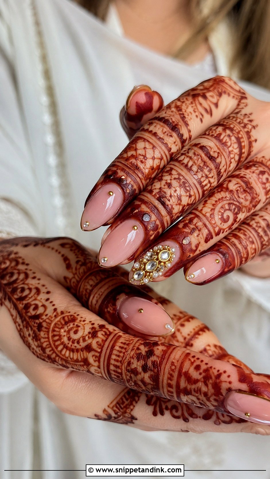 Kundan Inspired Bridal Nails With Mehendi - Snippet and Ink - 20 Bridal Nails with Mehendi