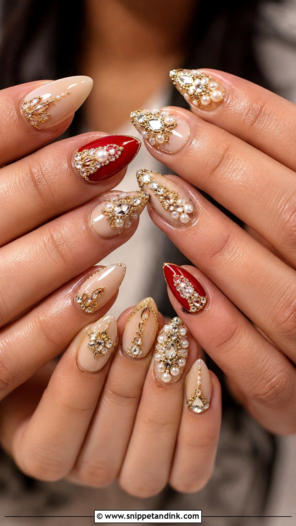 Kundan Inspired Bridal Nails - Snippet and Ink - 20 Elegant Indian Bride Wedding Nails