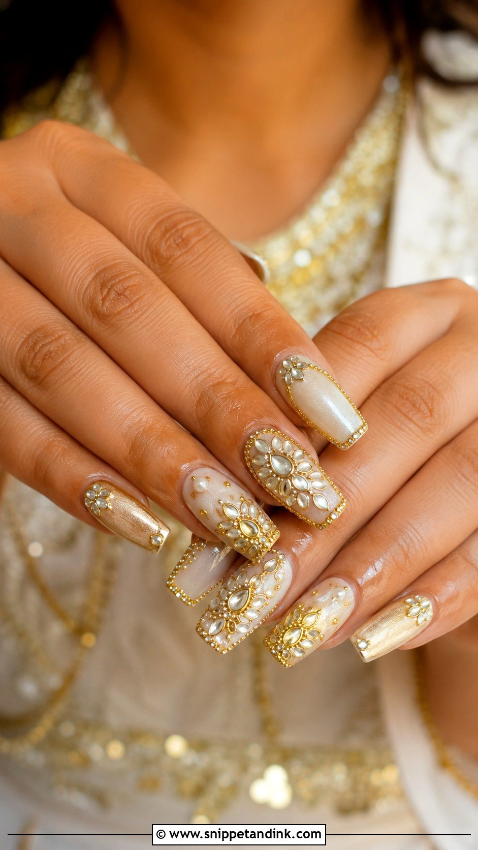 Kundan Inspired Desi Wedding Nails - Snippet and Ink - 30 Desi Wedding Nails