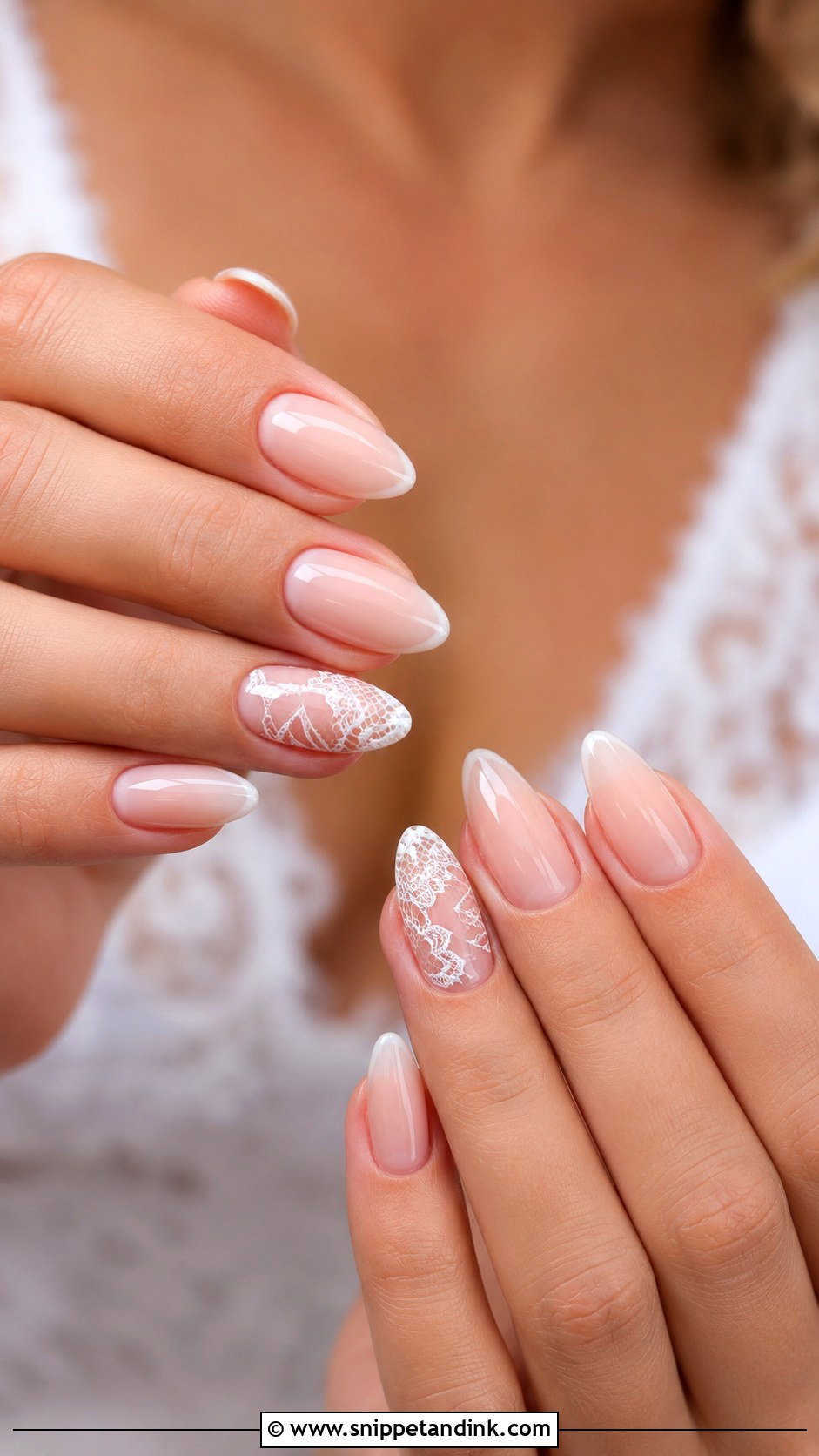Lace Accent Nail Extensions - Snippet and Ink - 20 Nail Extension for Wedding Ideas