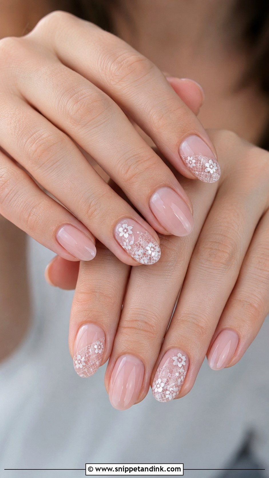 Lace Accent Wedding Nails - Snippet and Ink - 20 Bridal Manicure Wedding Nails Ideas