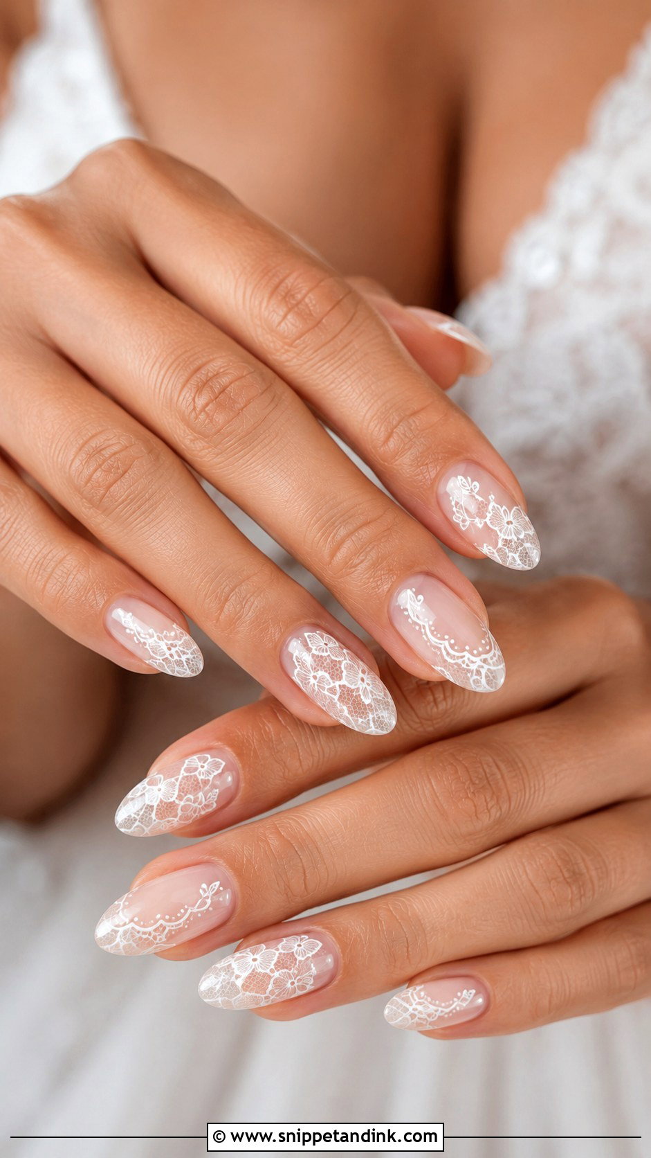Lace Almond Wedding Nails - Snippet and Ink - 20 Almond Shape Wedding Nails