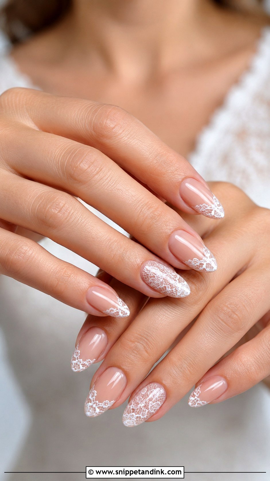 Lace Almond Wedding Nails - Snippet and Ink - 20 Almond Shape Wedding Nails Bride