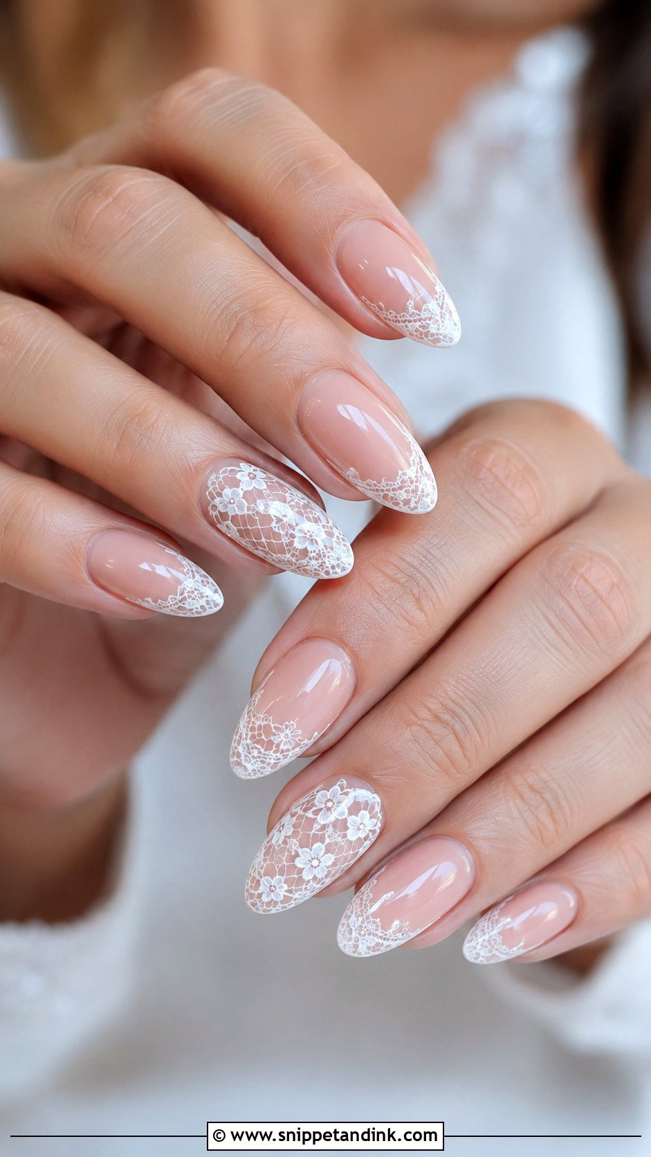 Lace Almond Wedding Nails - Snippet and Ink - 20 Almond Shape Wedding Nails for Bride