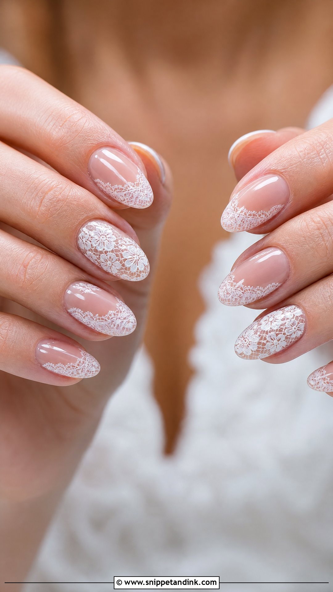 Lace Almond Wedding Nails - Snippet and Ink - 25 Almond Wedding Nails for Bride