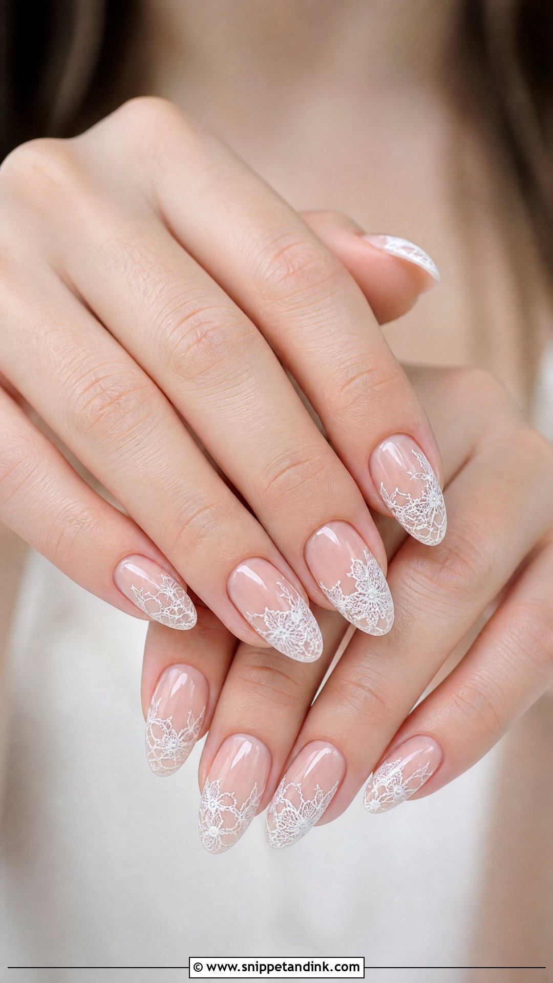 Lace Almond Wedding Nails - Snippet and Ink - 25 Almond Wedding Nails