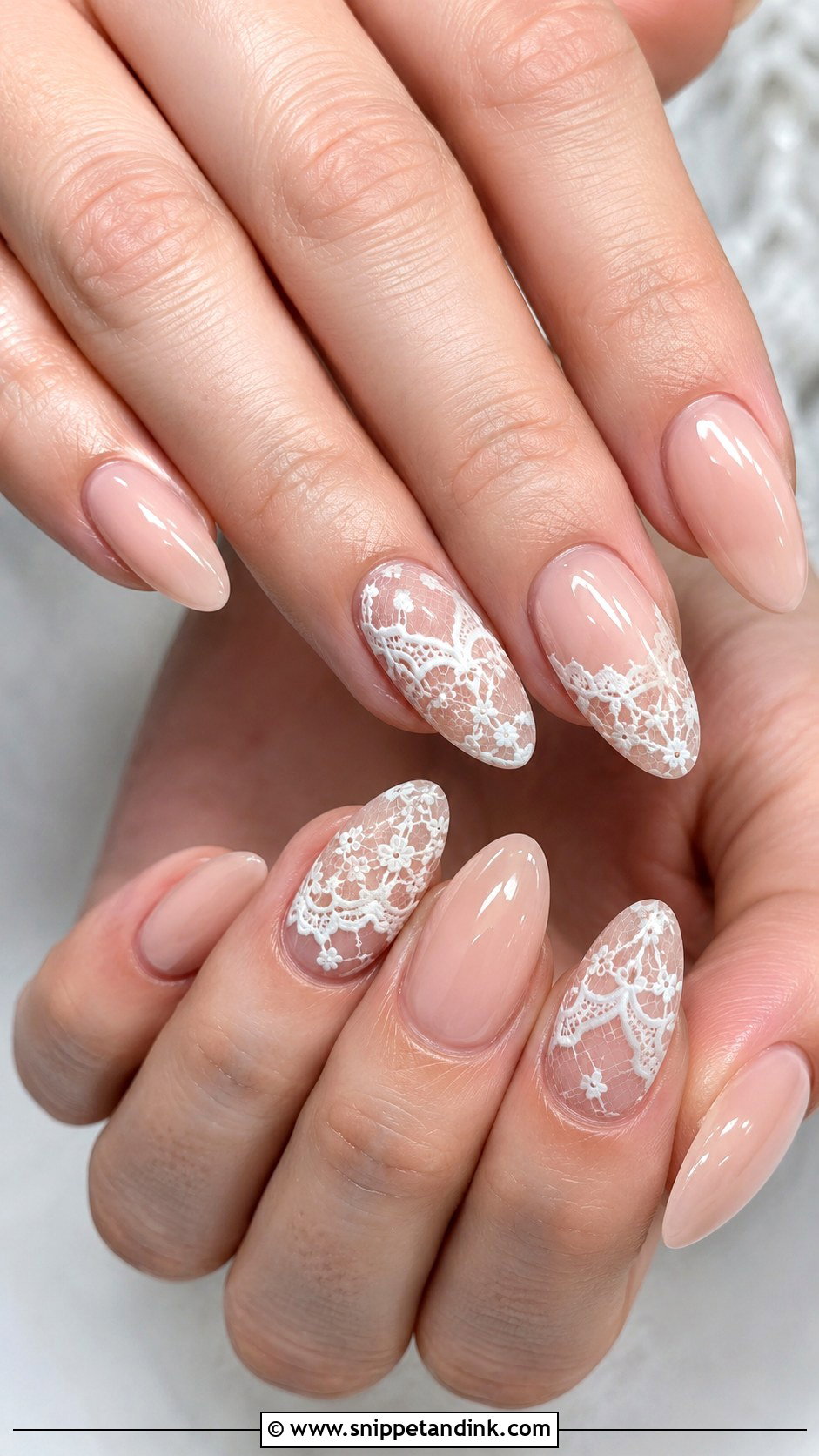 Lace Almond Wedding Nails - Snippet and Ink - 20 Almond Nails for Wedding