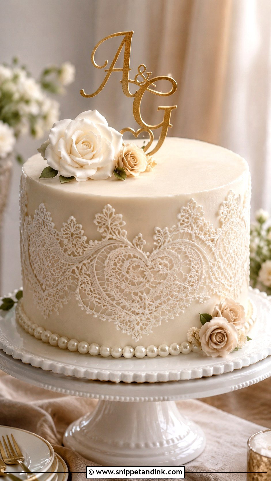 Lace Anniversary Cake - Snippet and Ink - 20 Anniversary Cake for Grandparents