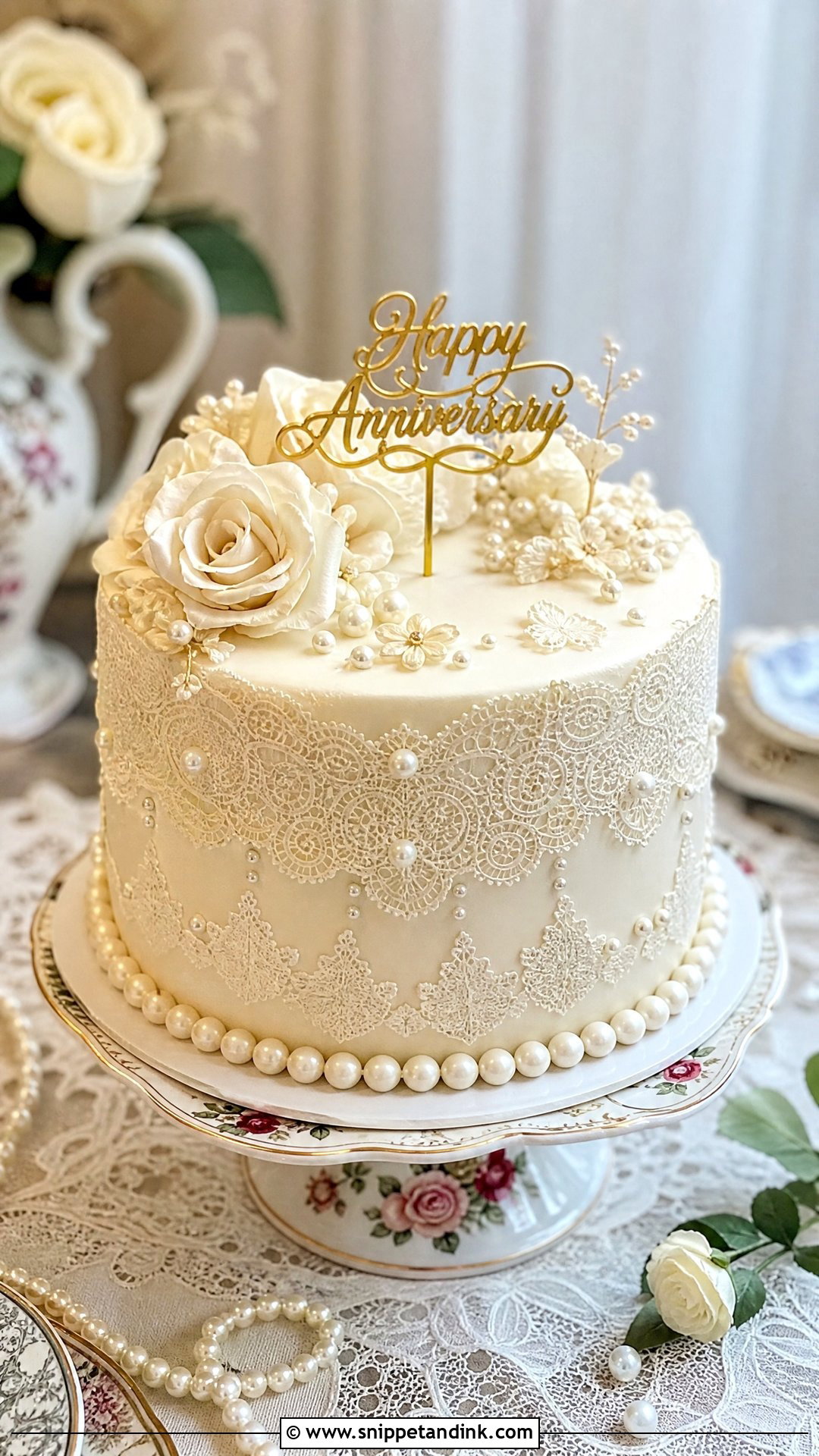 Lace Anniversary Cake - Snippet and Ink - 25 Happy Wedding Anniversary Cake Ideas
