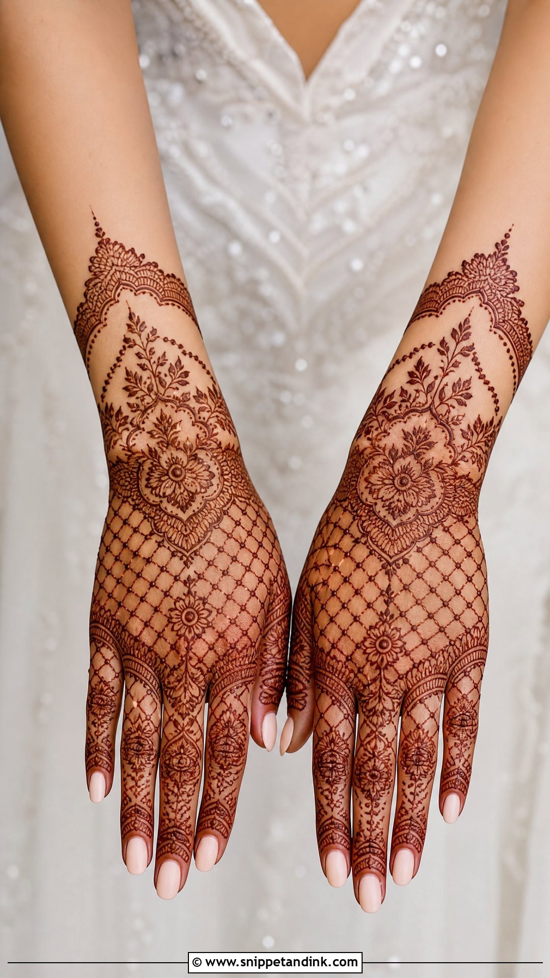 Lace Bridal Back Hand Mehndi Design - Snippet and Ink - 30 Bridal Back Hand Mehndi Design Ideas