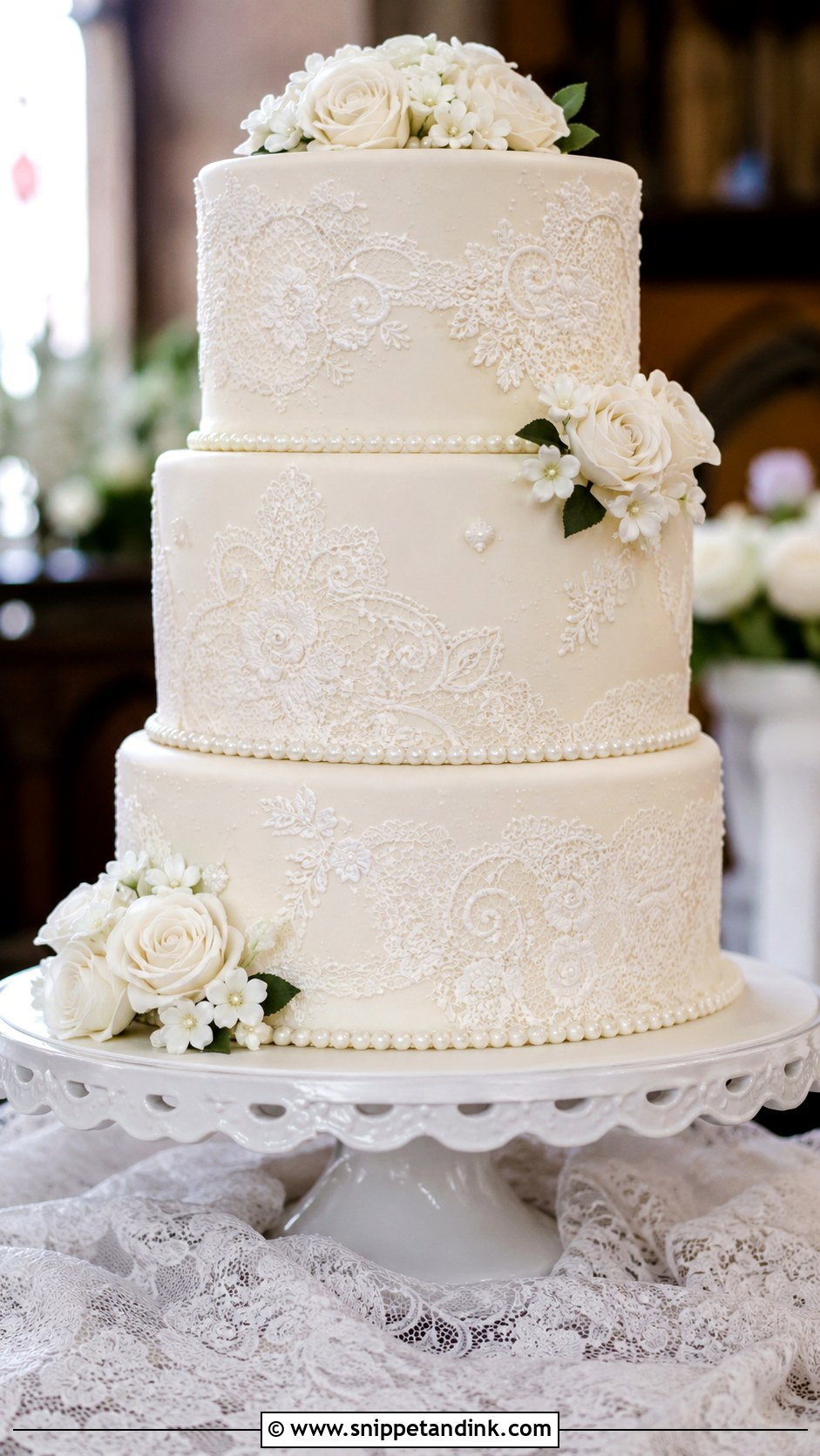 Lace Bridal Cake - Snippet and Ink - 20 Bridal Cakes