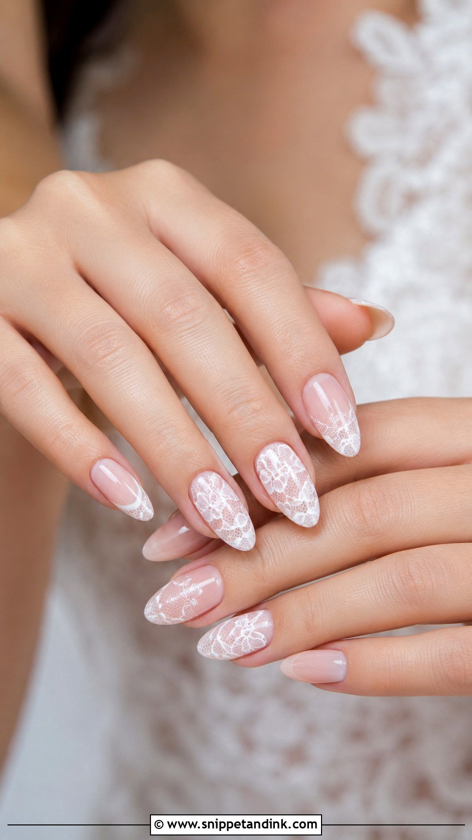 Lace Bridal Nails - Snippet and Ink - 20 Nails for Bride Wedding Day 2025