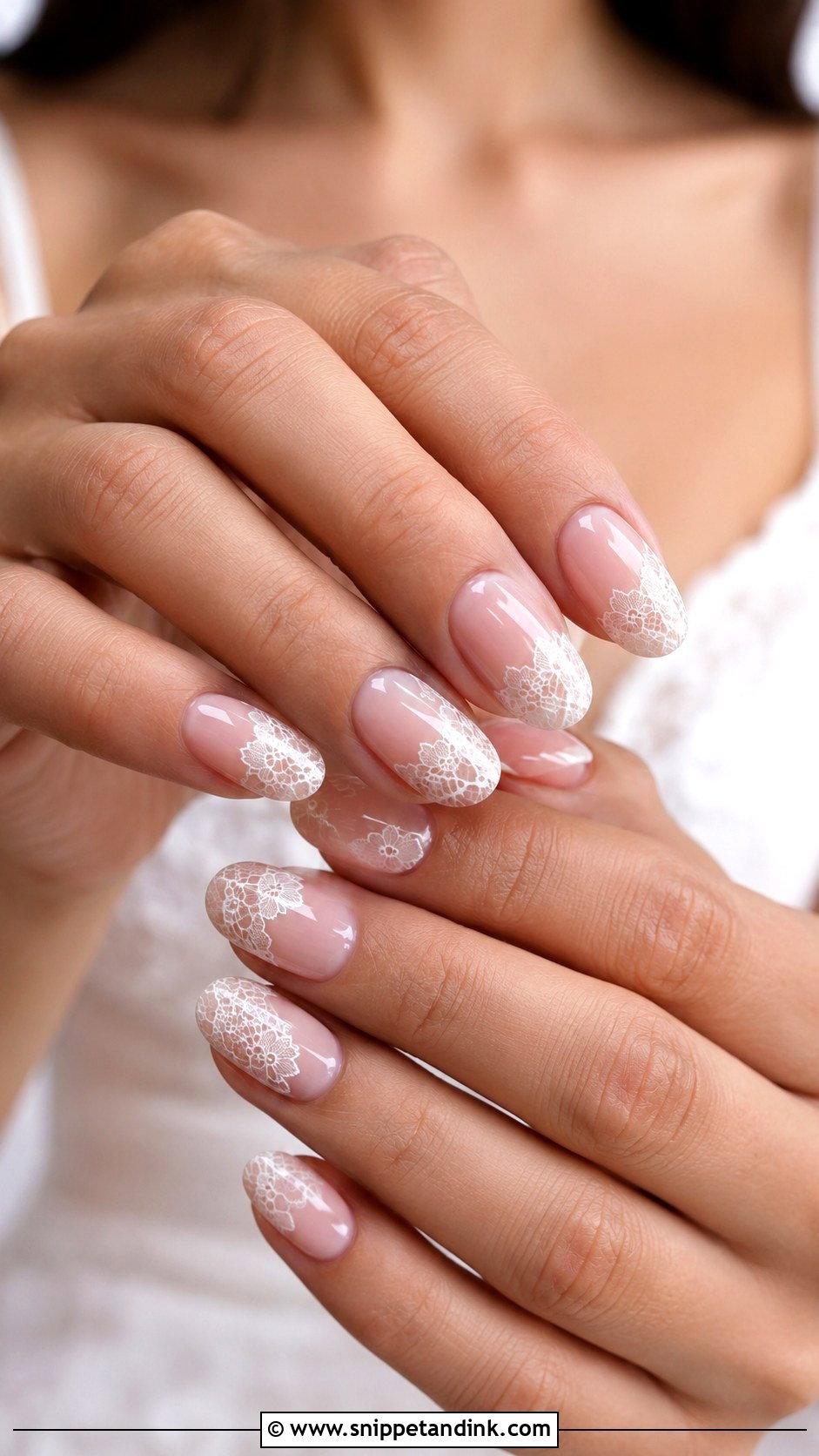 Lace Bridal Press On Nails - Snippet and Ink - 20 Bridal Press on Nails