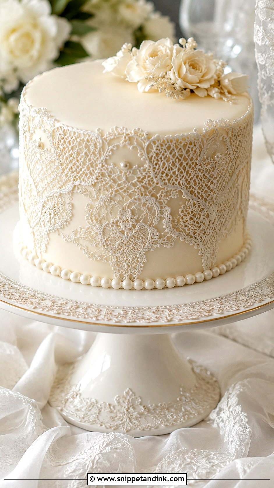Lace Bride Cake - Snippet and Ink - 20 Bride Cake Ideas