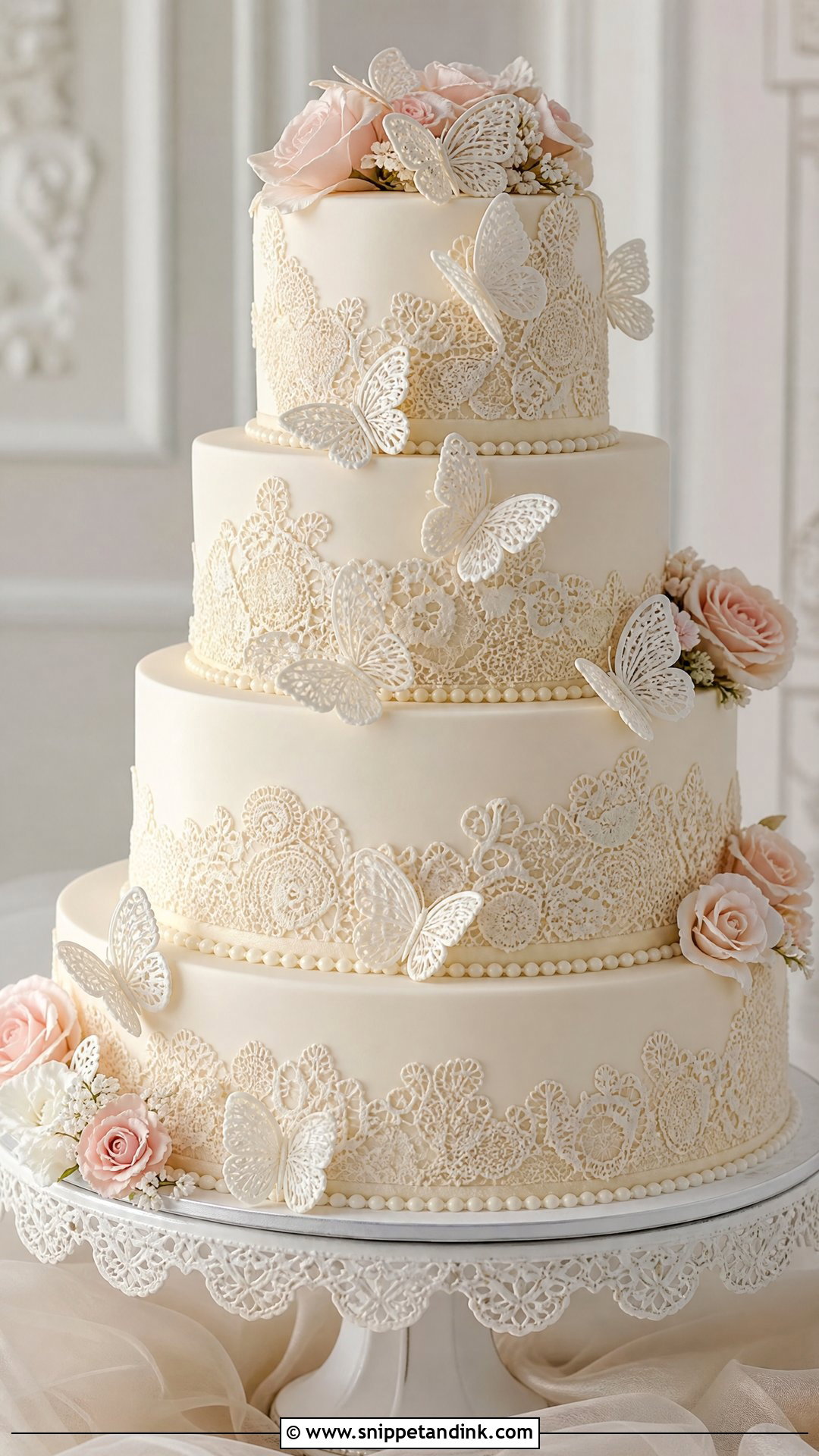 Lace Butterfly Wedding Cake - Snippet and Ink - 25 Butterfly Cake Design Ideas for Wedding