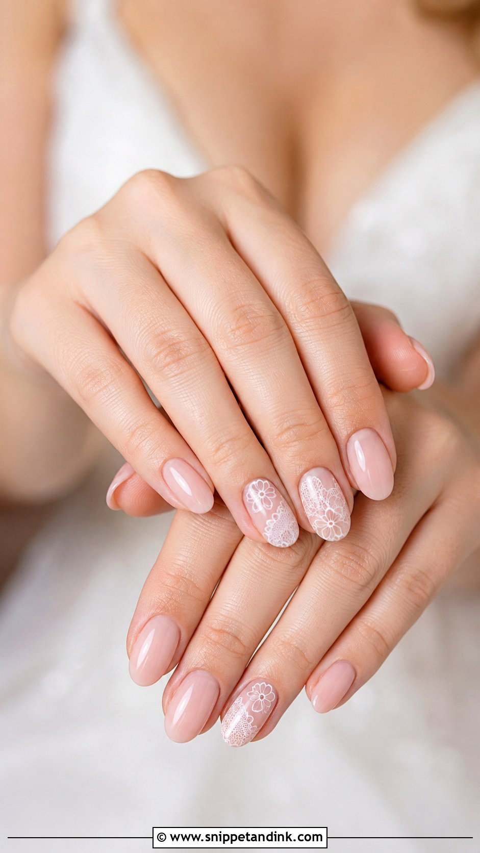 Lace Detail Pre Wedding Shoot Nails - Snippet and Ink - 20 Nails for Pre Wedding Shoot