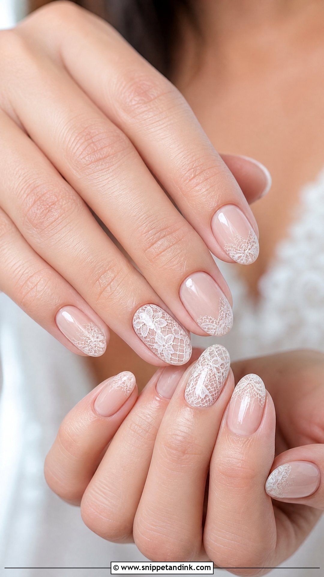 Lace Engagement Bride Nails - Snippet and Ink - 20 Nails for Engagement Bride