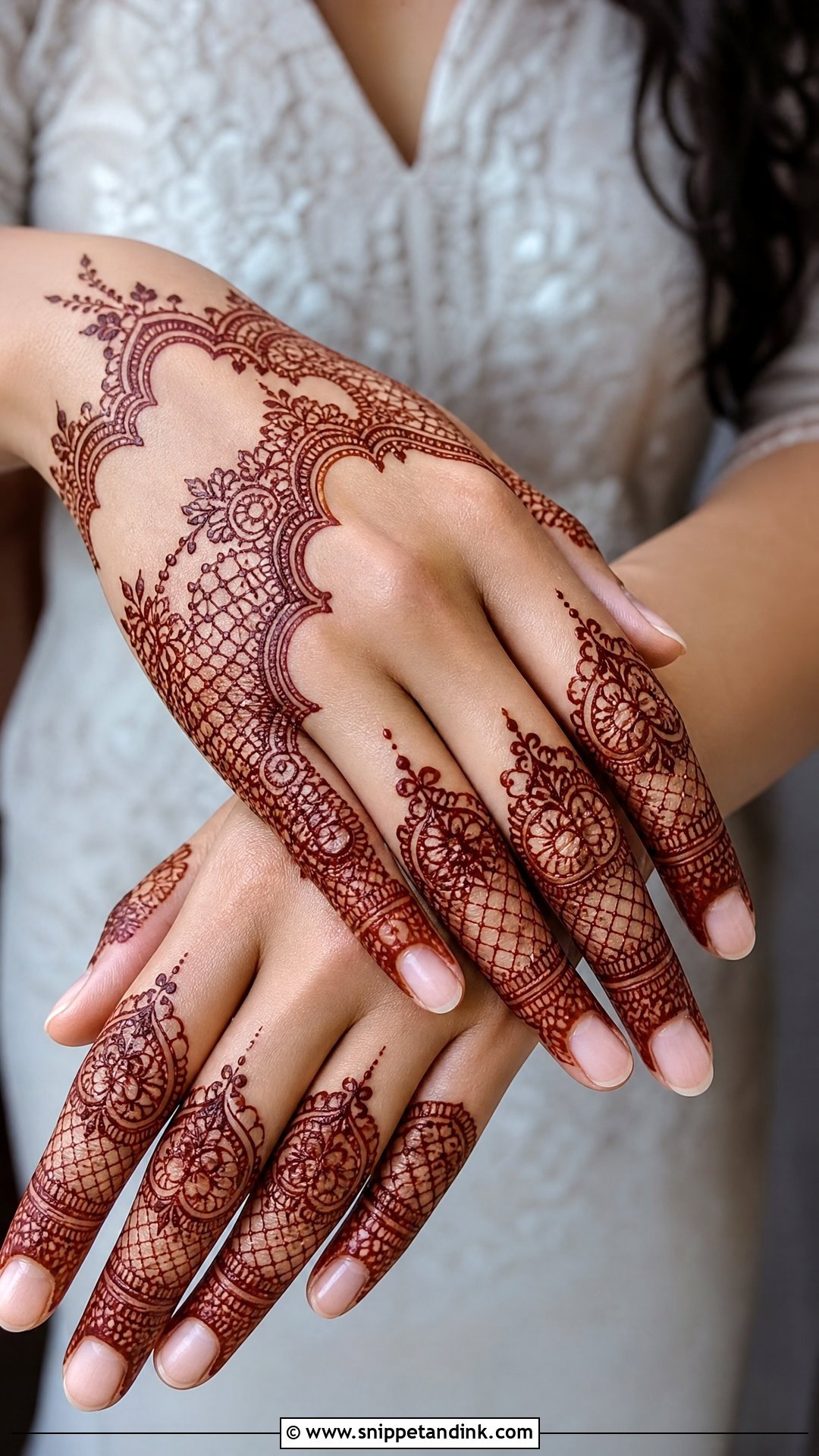 Lace Finger Bridal Mehndi Design - Snippet and Ink - 20 Bridal Finger Mehndi Designs