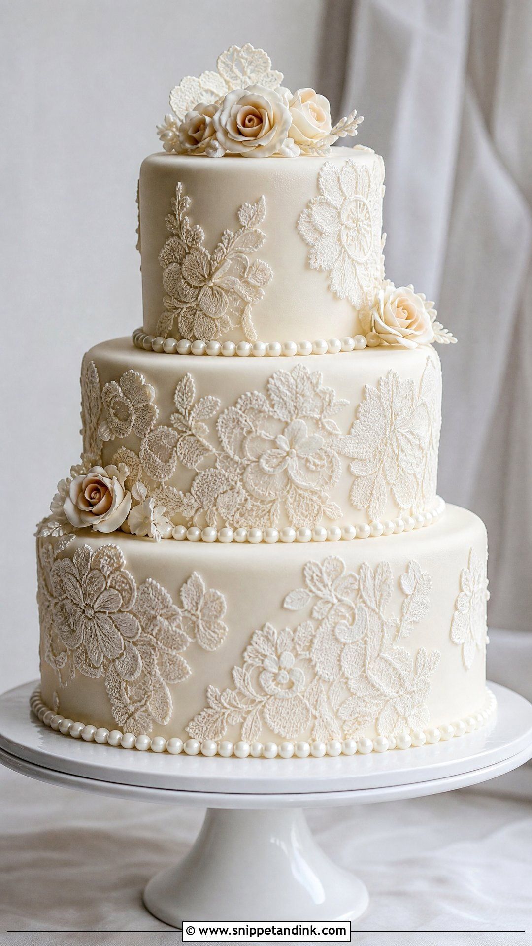 Lace Fondant Wedding Cake - Snippet and Ink - 35 Fondant Cakes for Wedding