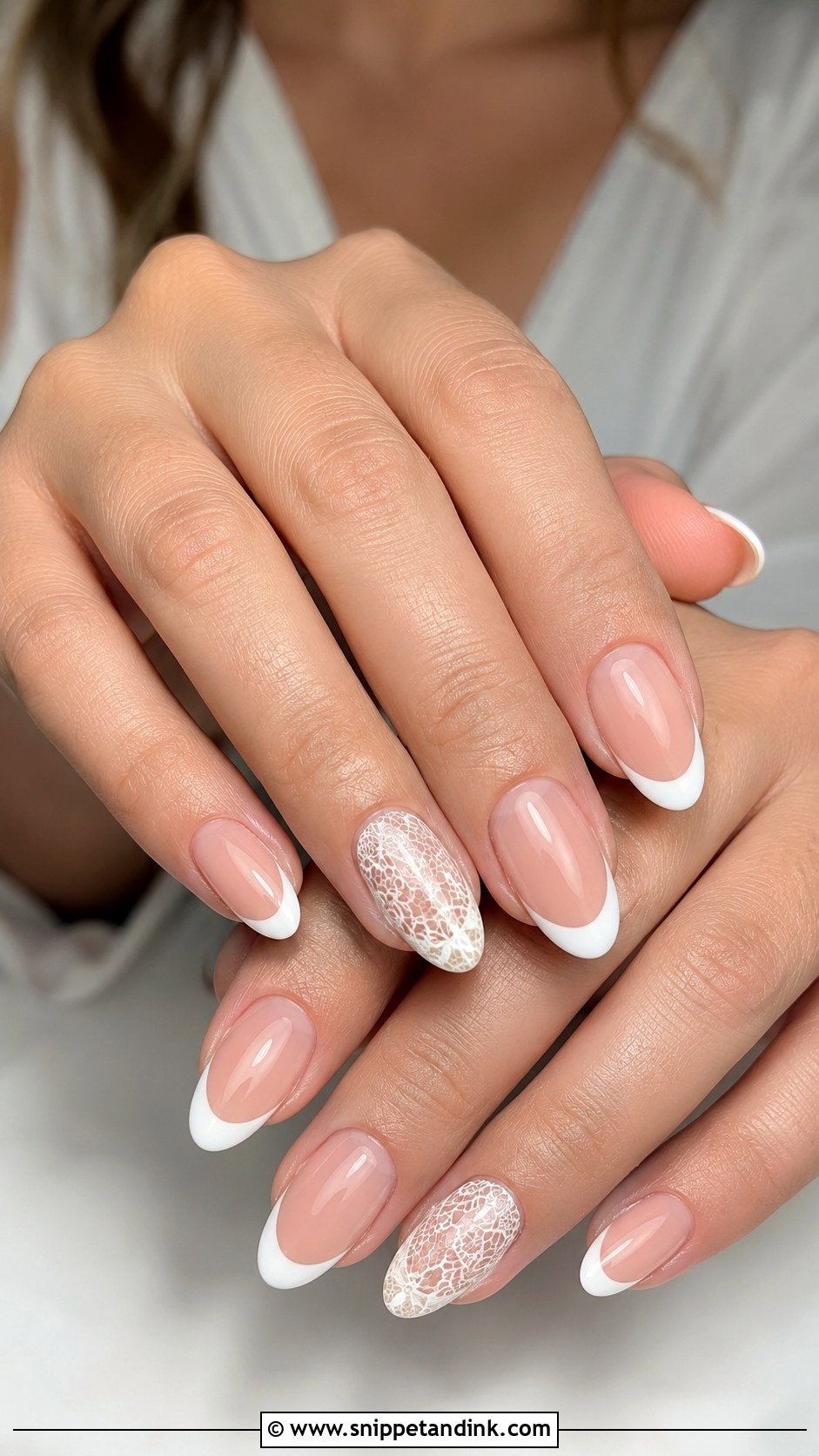 Lace French Bridal Wedding Nails - Snippet and Ink - 20 French Bridal Wedding Nails