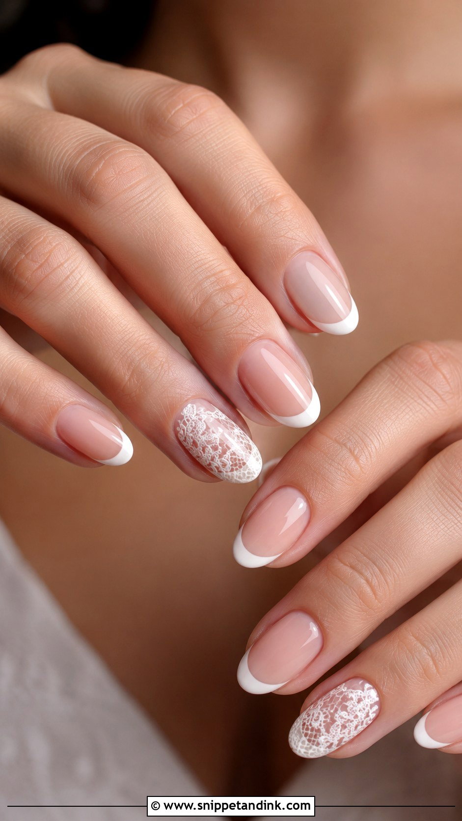 Lace French Bride Nails - Snippet and Ink - 20 French Bride Nails