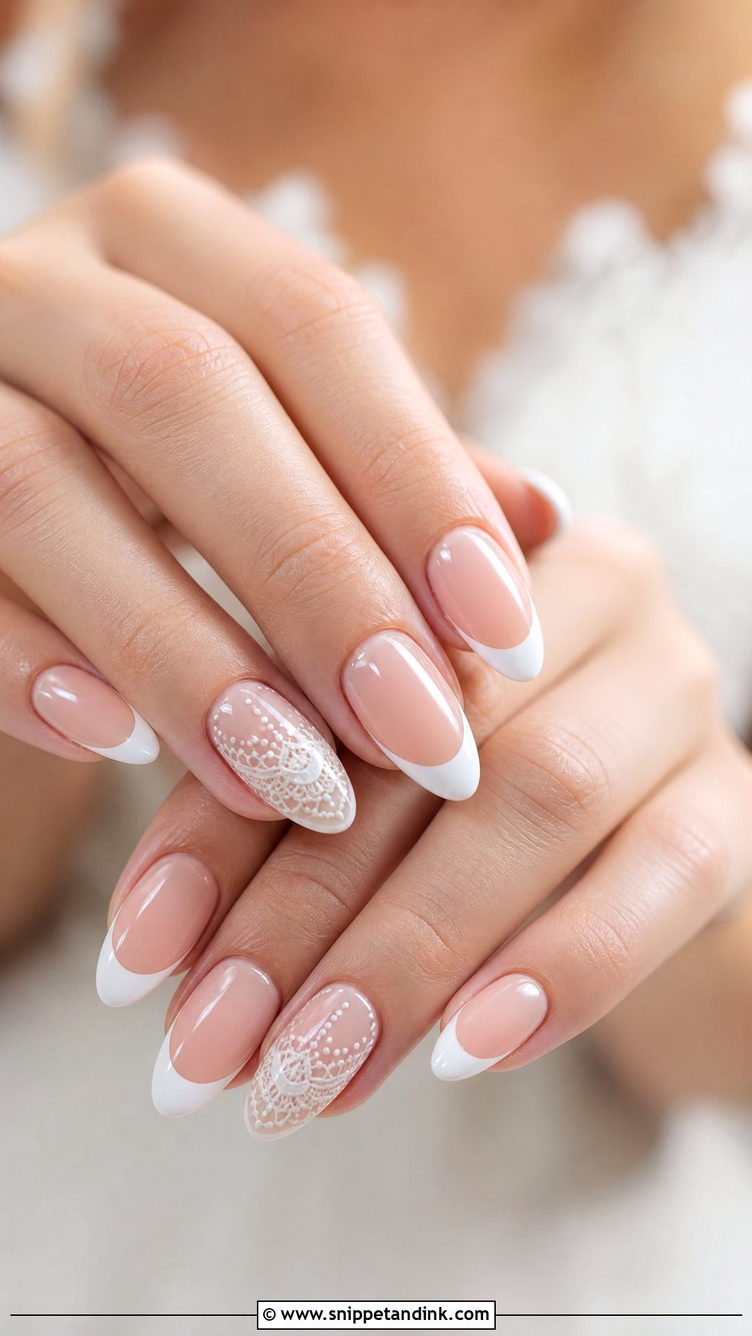 Lace French Bride Wedding Nails - Snippet and Ink - 25 Elegant French Bride Wedding Nails