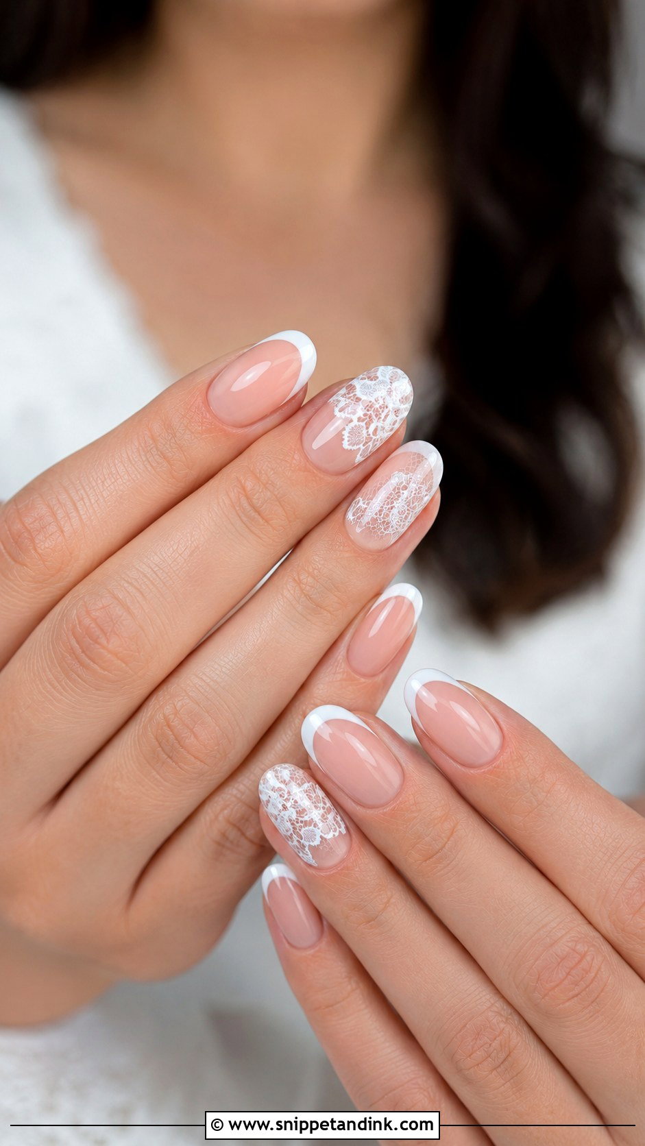 Lace French Wedding Nails - Snippet and Ink - 20 French Wedding Nails for Bride