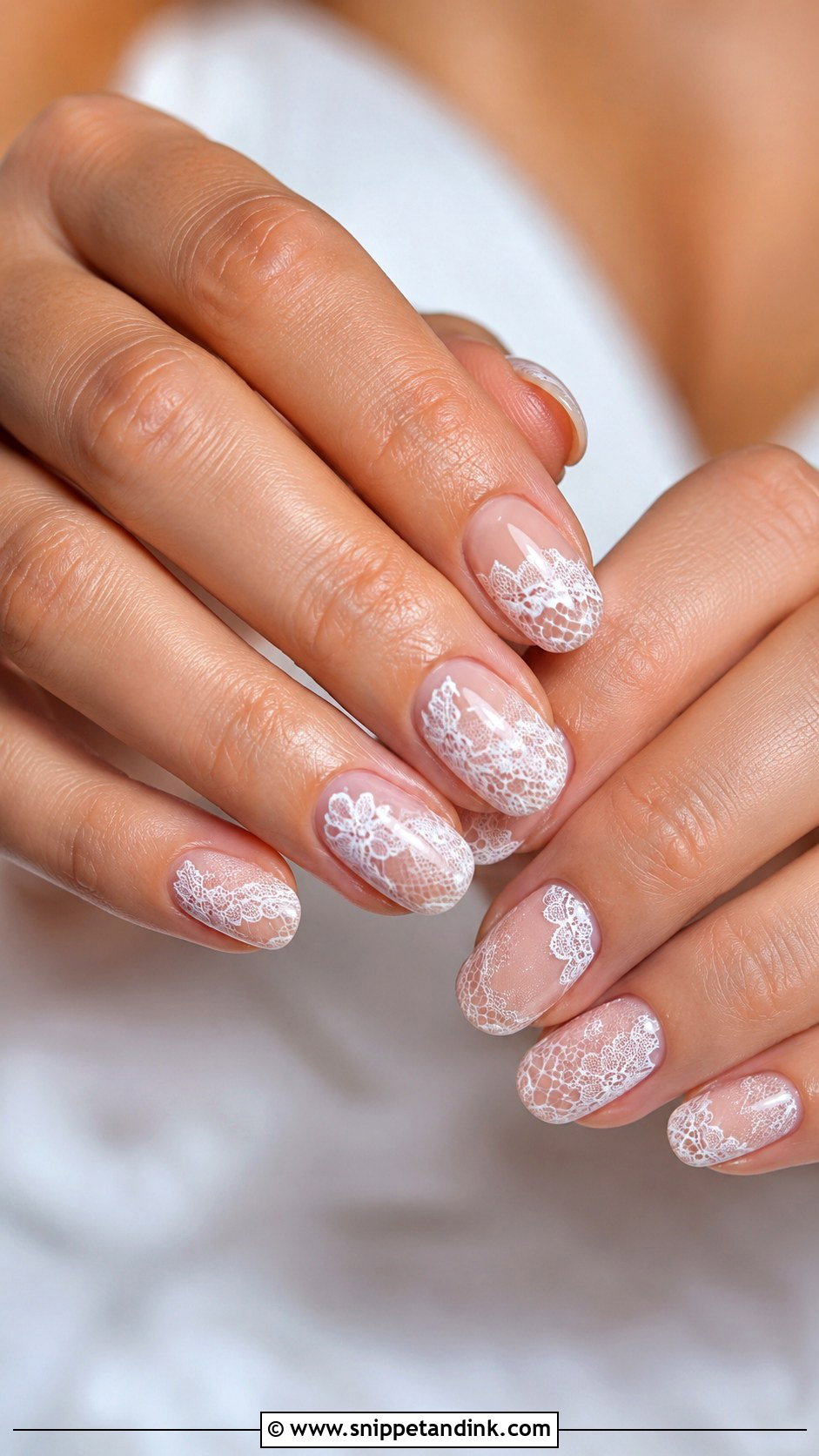 Lace Gel Wedding Nails - Snippet and Ink - 20 Gel Nails for Wedding