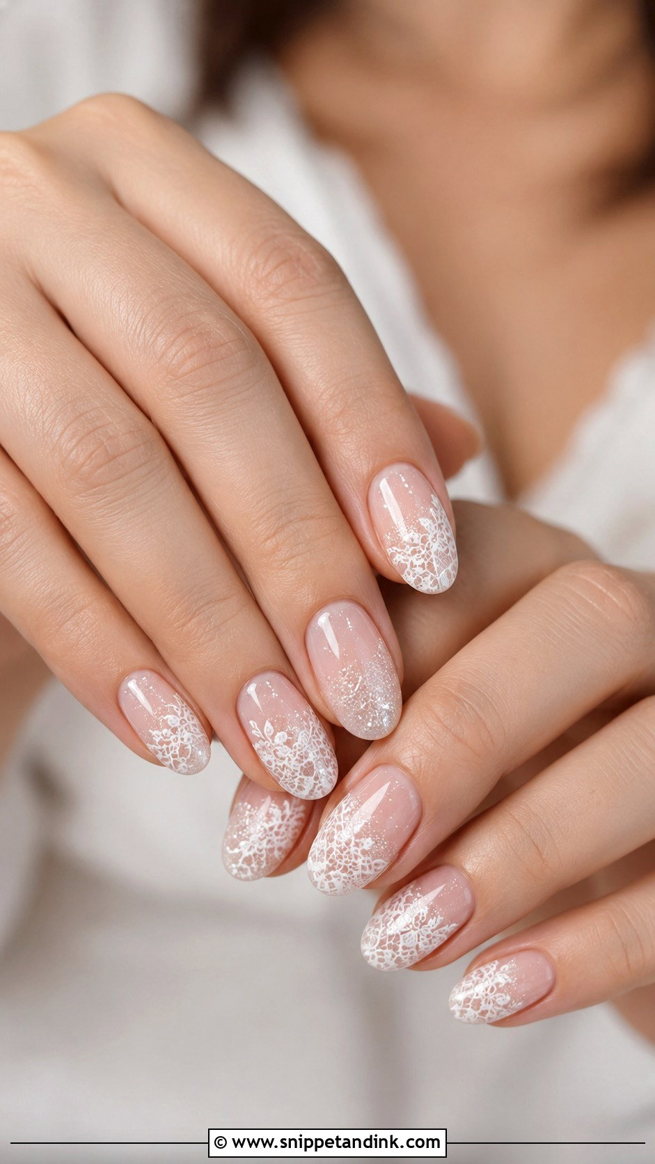 Lace Glitter Wedding Nails - Snippet and Ink - 20 Classy Bridal Sparkle Wedding Nails for Bride
