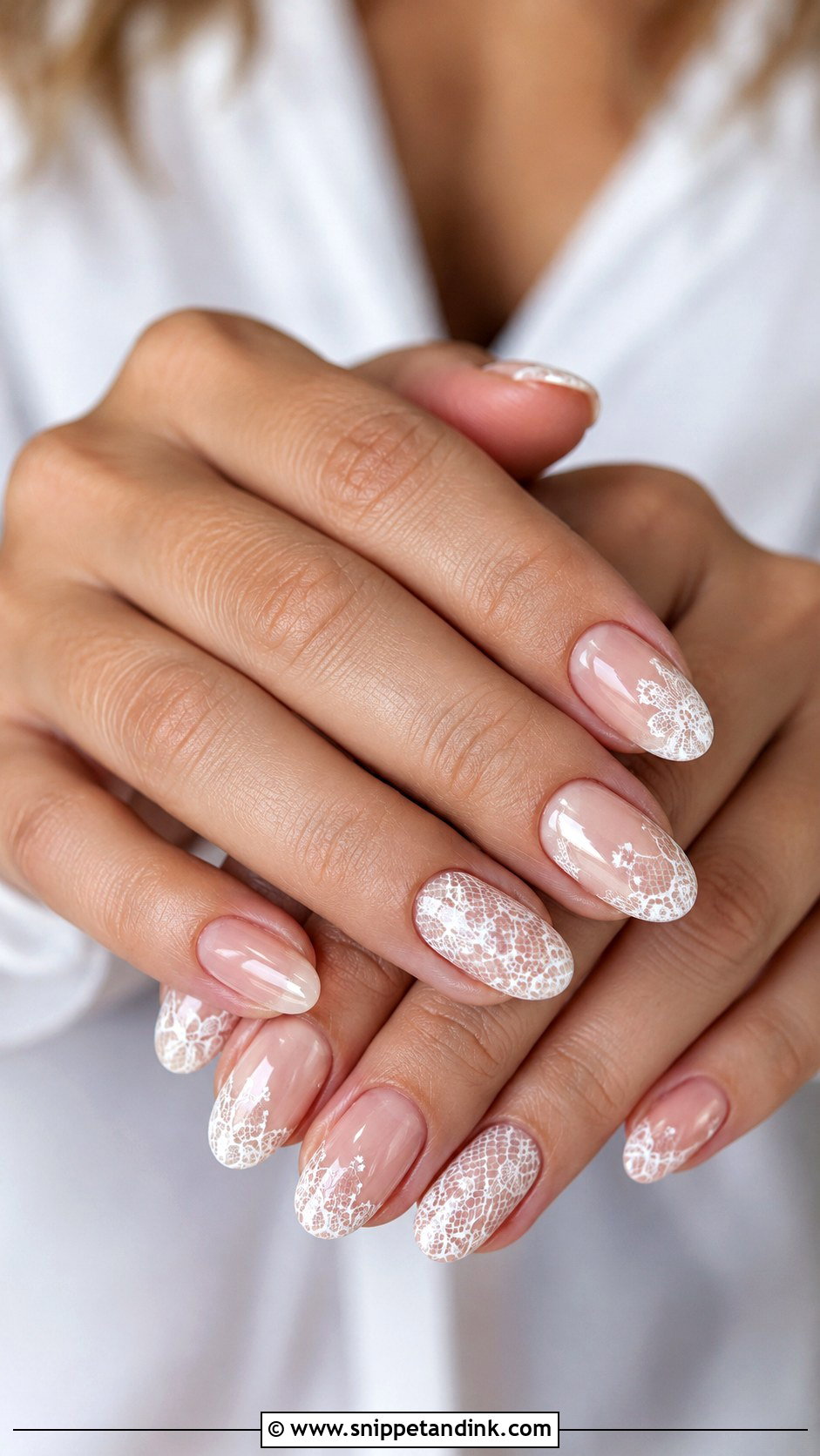 Lace Oval Bridal Nails - Snippet and Ink - 20 Oval Bridal Nails